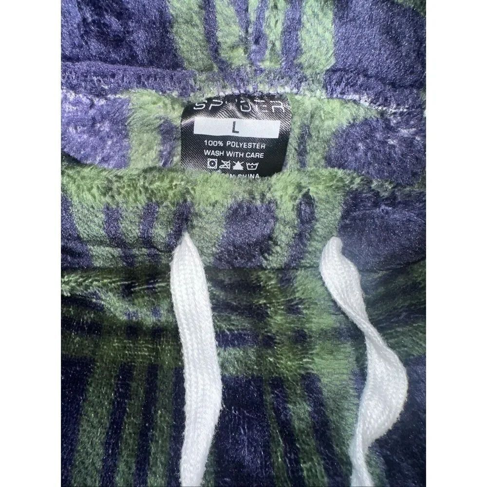 Spyder Men's Sz L Large Plaid Fleece Pajama Pants Lounge Sleep Bottoms blue Gree - Picture 3 of 5